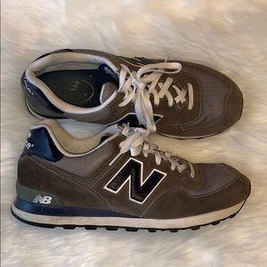 Gray and Blue New Balance 574s